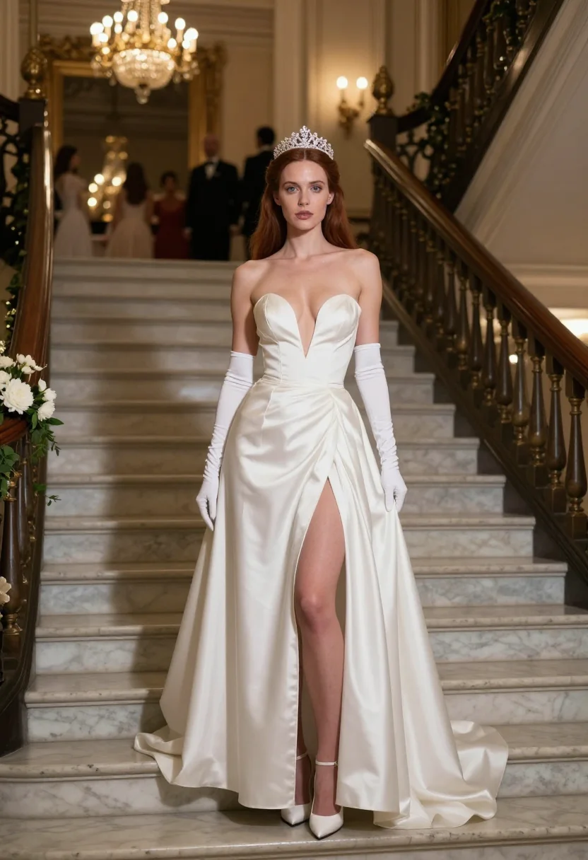 AI debutante ball sample — portrait of a woman, full-length portrait of an English woma