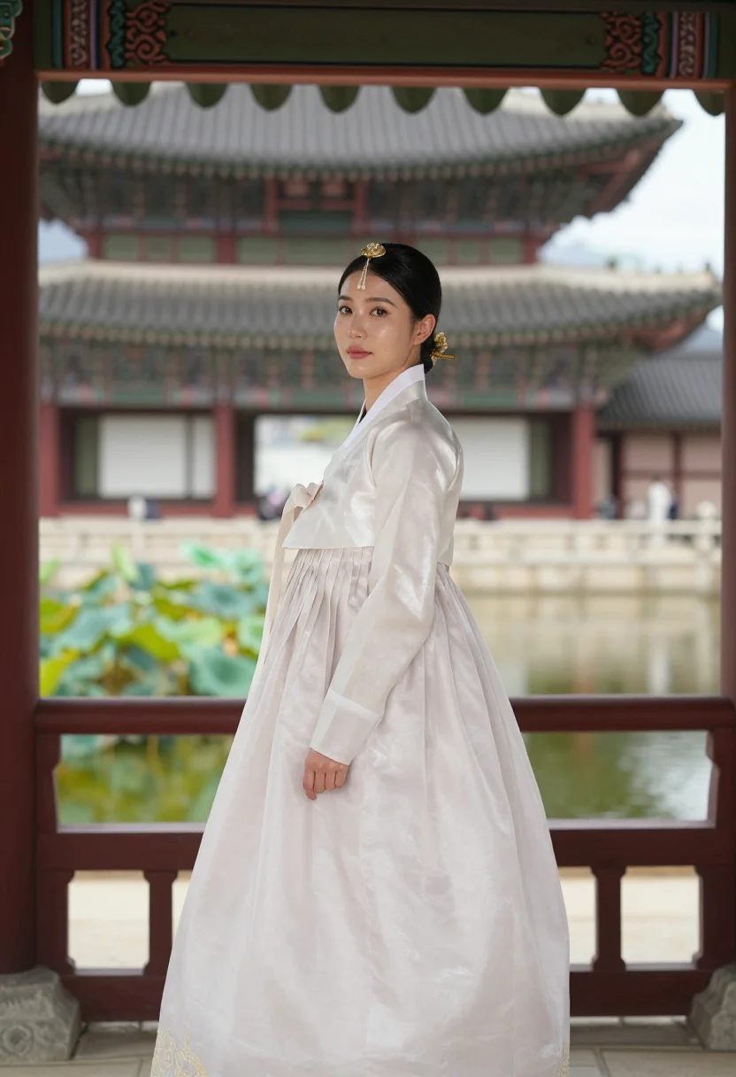 AI hanbok palace sample — portrait of a woman, full-length portrait of a Korean woman 
