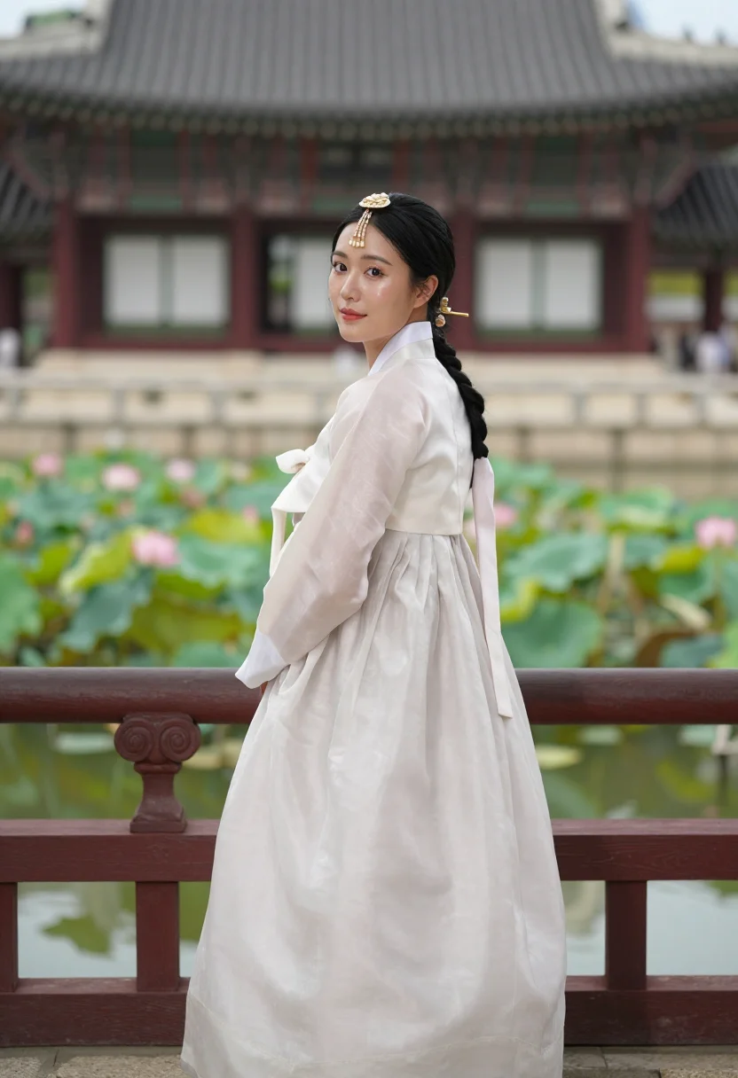 AI hanbok palace sample — portrait of a woman, full-length portrait of a Korean woman 