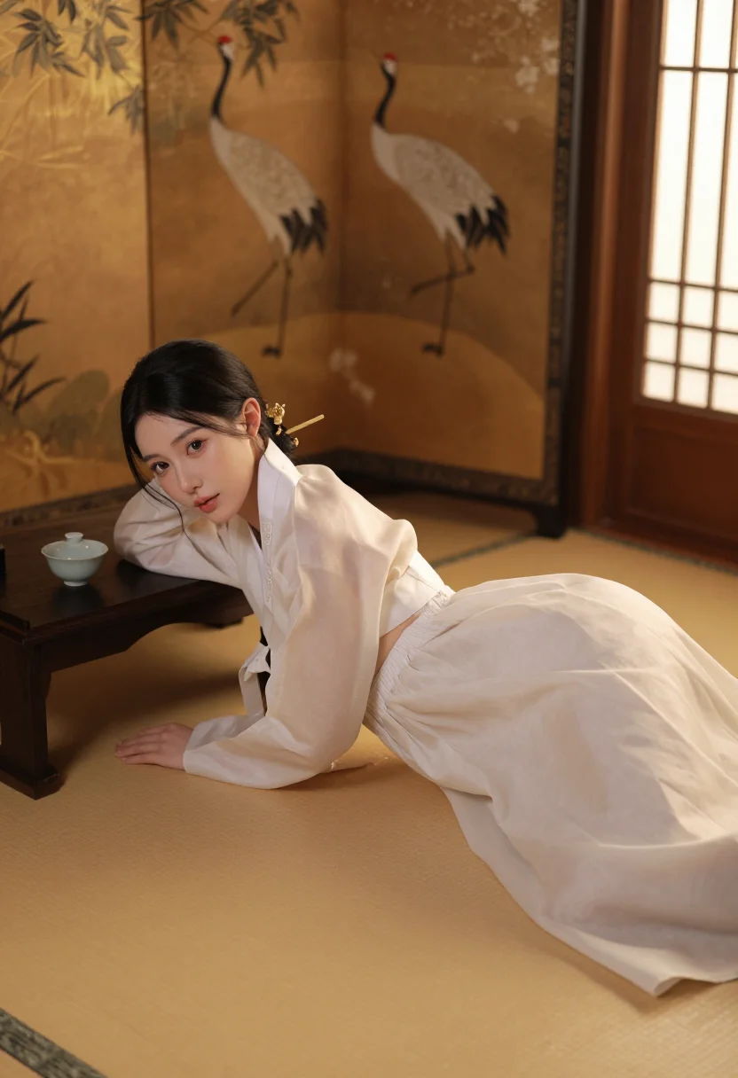 AI hanbok palace sample — portrait of a woman, three-quarter-length portrait of a Kore