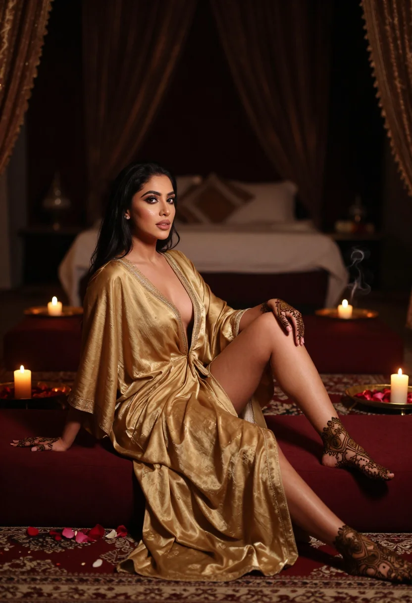 AI henna night sample — portrait of a woman, full-length portrait in full side profi