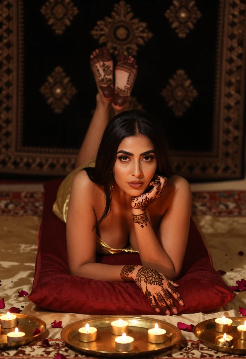 AI henna night sample — portrait of a woman, three-quarter portrait from the head en