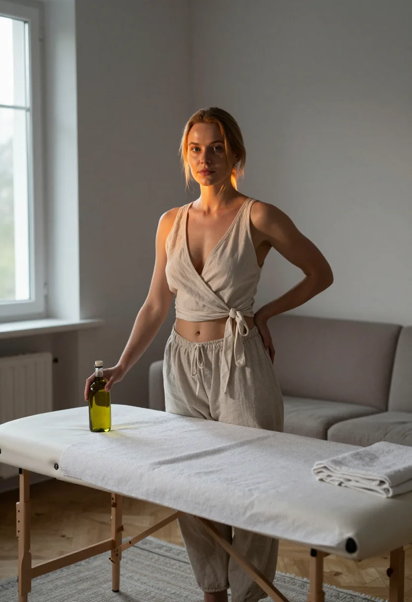 AI home massage sample — portrait of a woman, three-quarter-length portrait of a Dutc