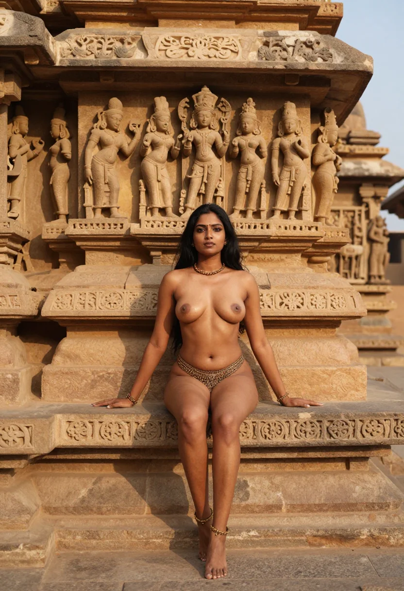 AI khajuraho apsara sample — portrait of a woman, three-quarter portrait of a Central Ind