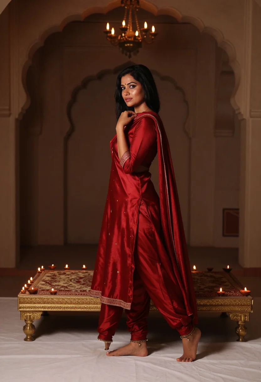 AI kothi mujra sample — portrait of a woman, full-length portrait of a North Indian 