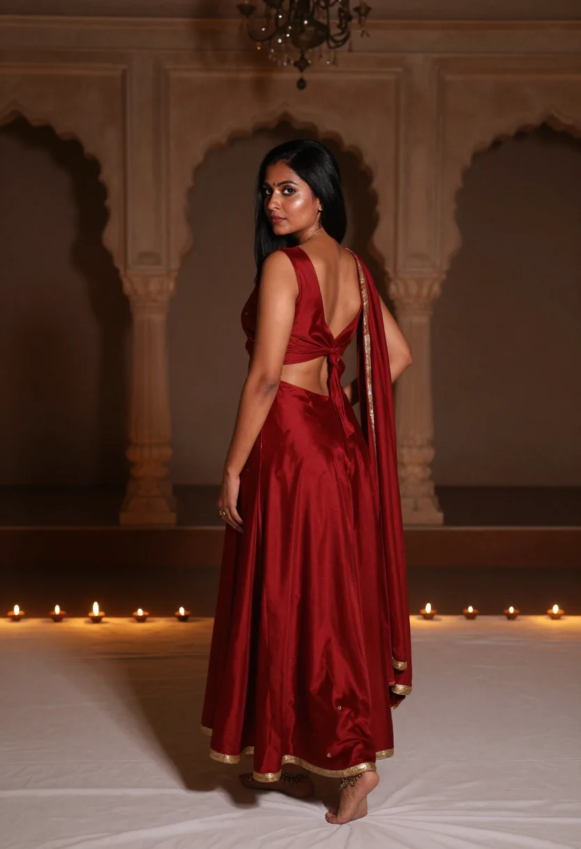 AI kothi mujra sample — portrait of a woman, three-quarter portrait of a North India