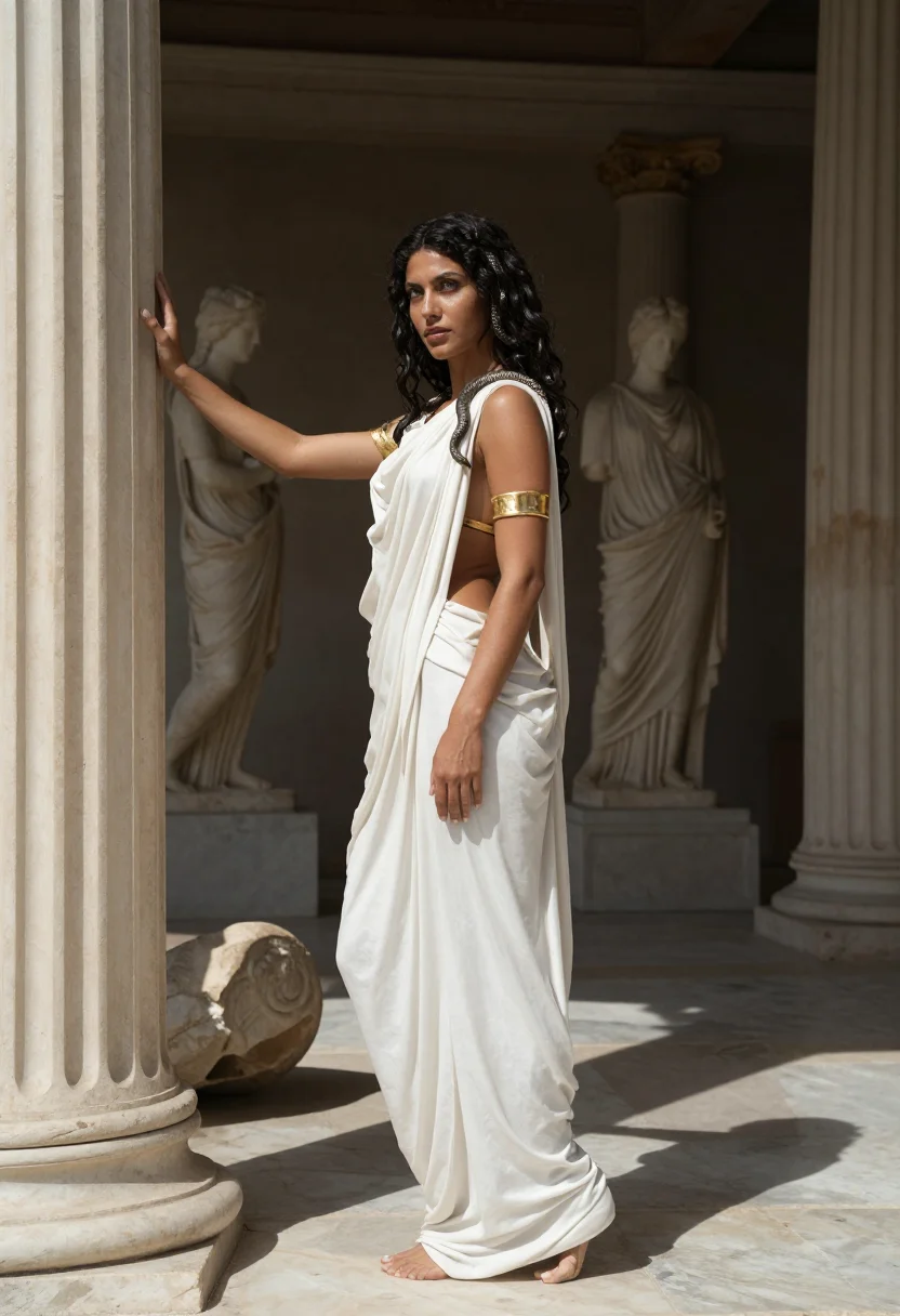 AI medusa sample — portrait of a woman, full-length portrait of a Greek woman w