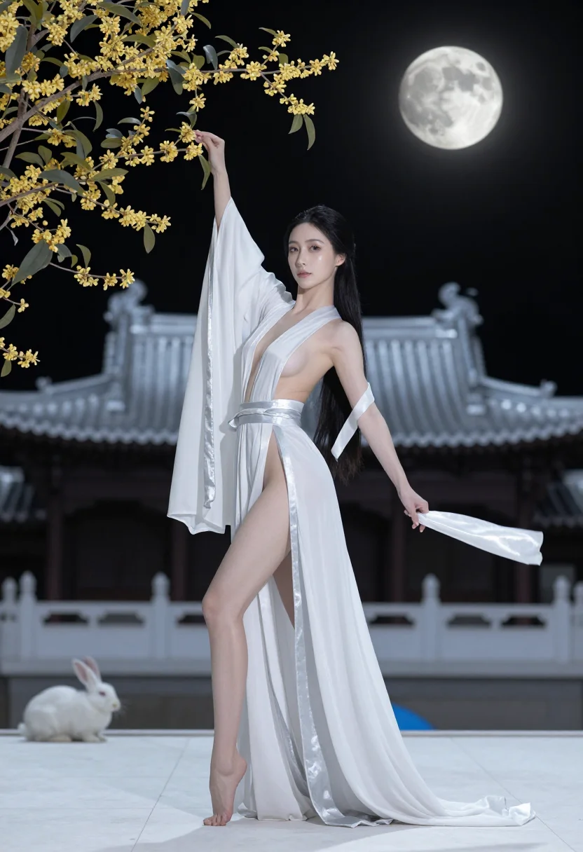 AI moon goddess sample — portrait of a woman, full-length portrait of an adult Chines