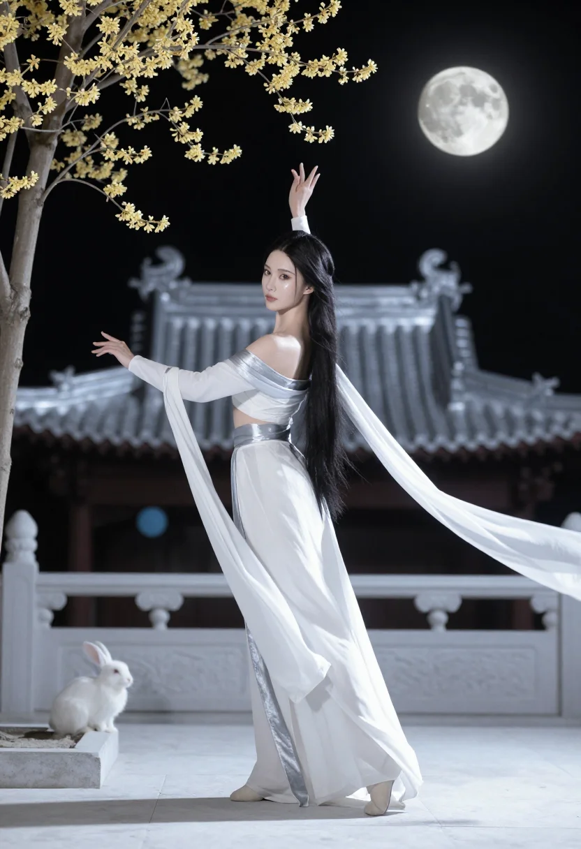 AI moon goddess sample — portrait of a woman, full-length portrait of an adult Chines