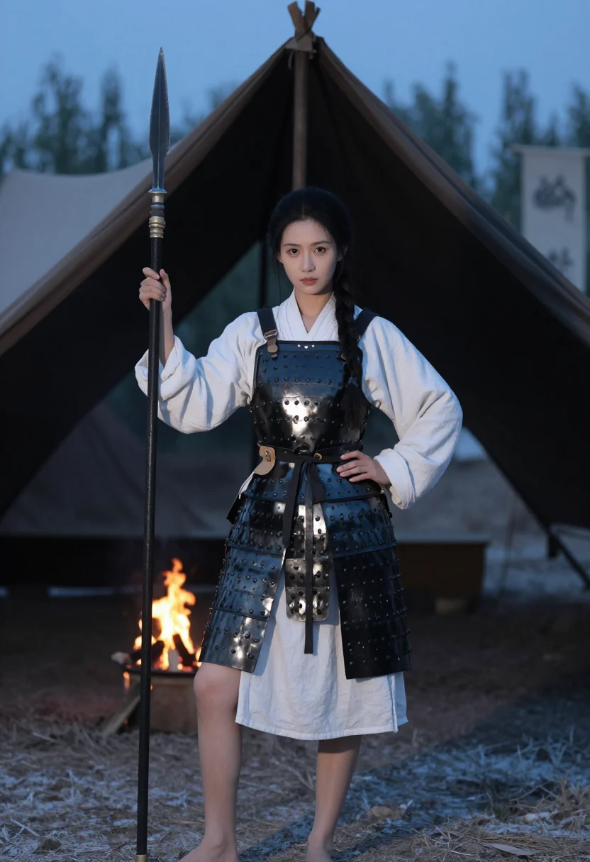 AI mulan armour sample — portrait of a woman, full-length portrait of a northern Chin