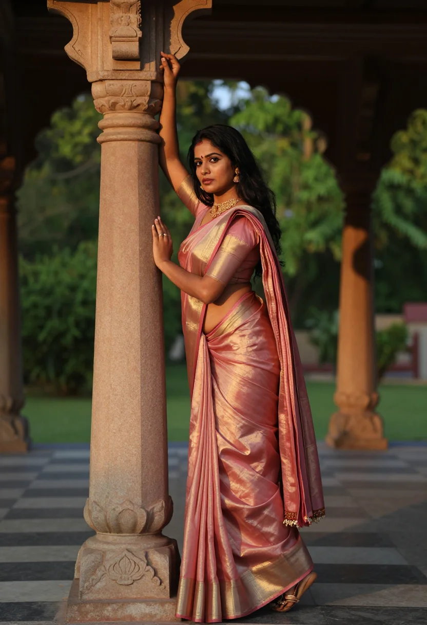 AI ravi varma sample — portrait of a woman, full-length portrait of a South Indian 