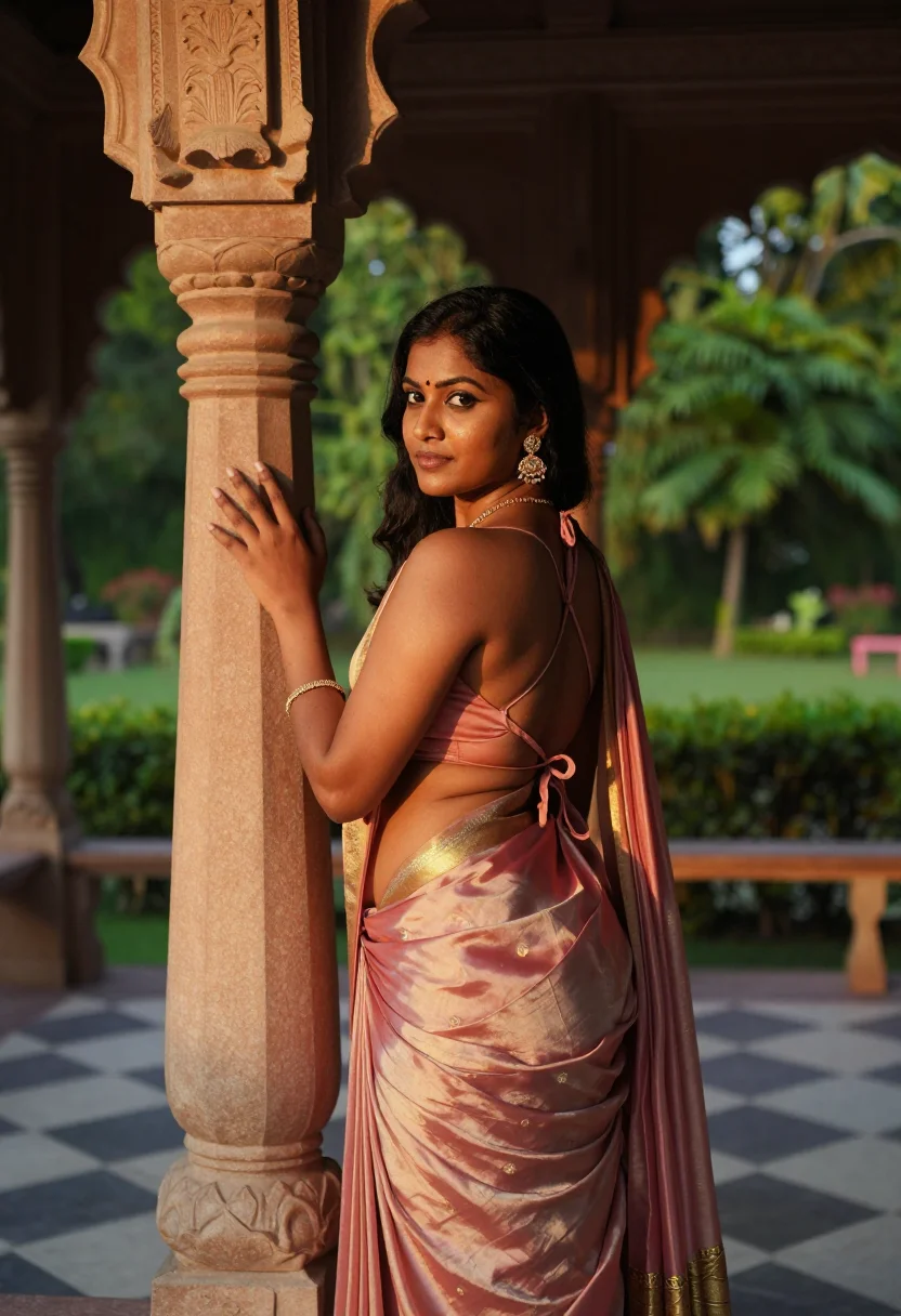 AI ravi varma sample — portrait of a woman, three-quarter portrait of a South India