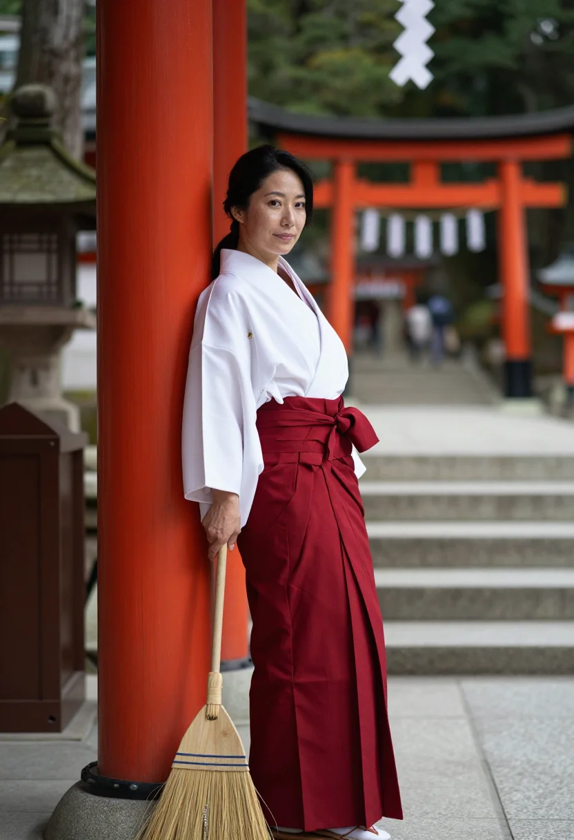 AI shrine maiden sample — portrait of a woman, full-length portrait of a Japanese woma