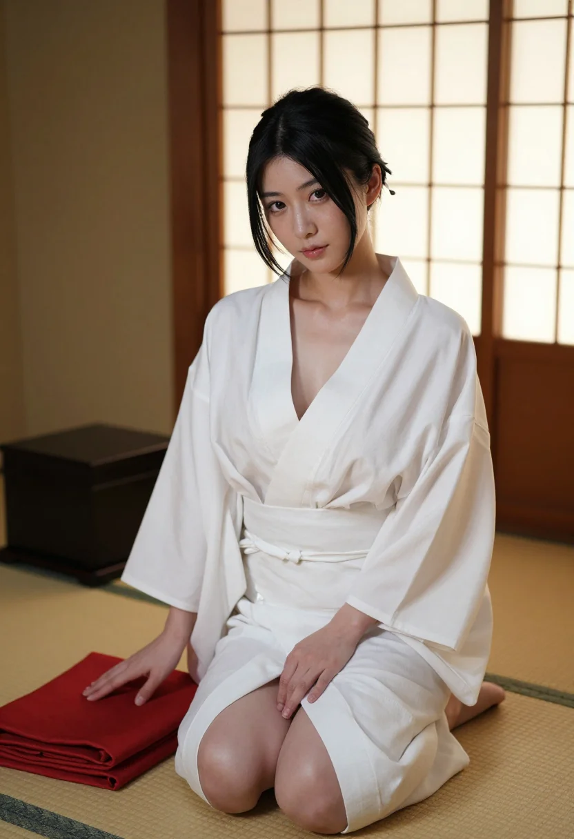 AI shrine maiden sample — portrait of a woman, three-quarter-length portrait of a Japa