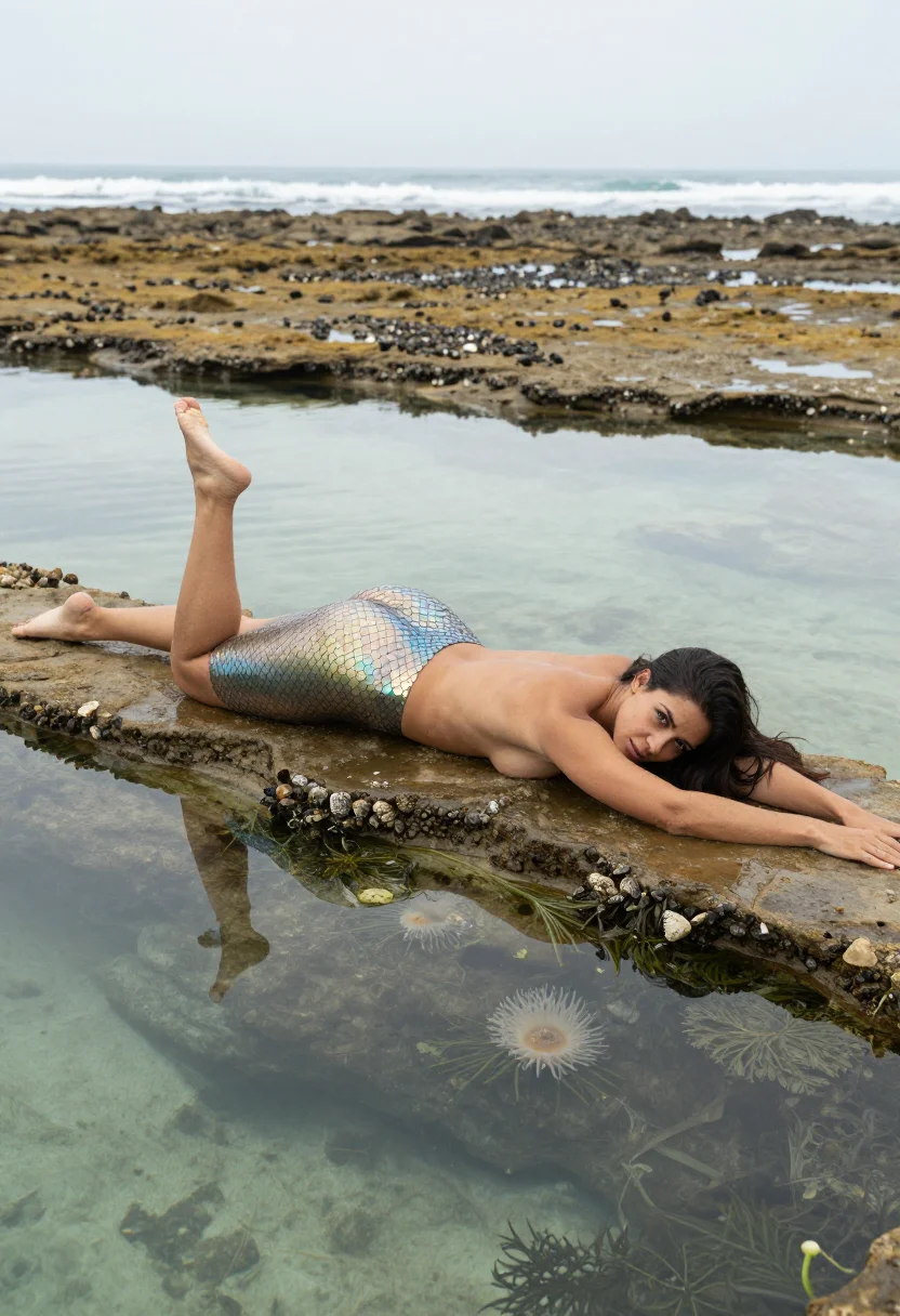 AI siren sample — Photograph of a grown woman, Mediterranean, with olive skin 