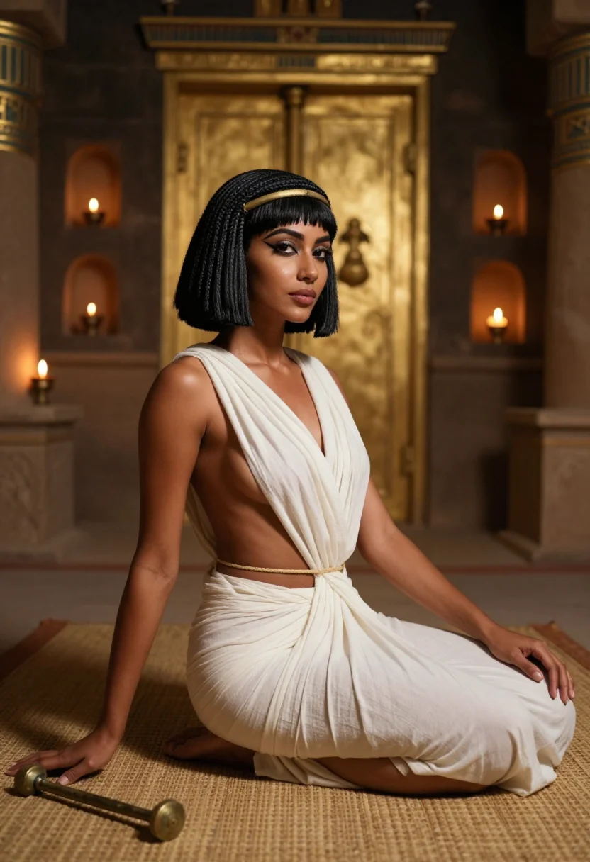 AI temple of isis sample — portrait of a woman, three-quarter portrait of an Egyptian w